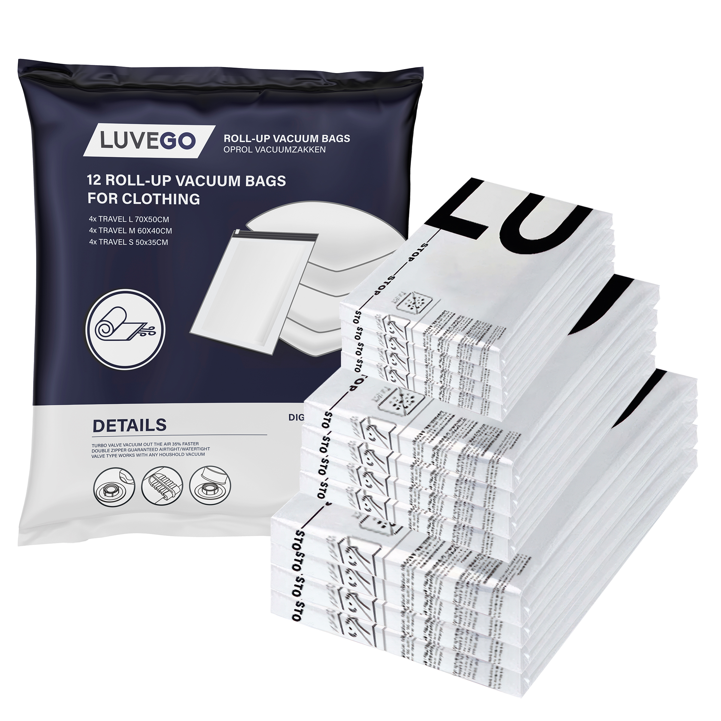 12-Pack oprol vacuümzakken