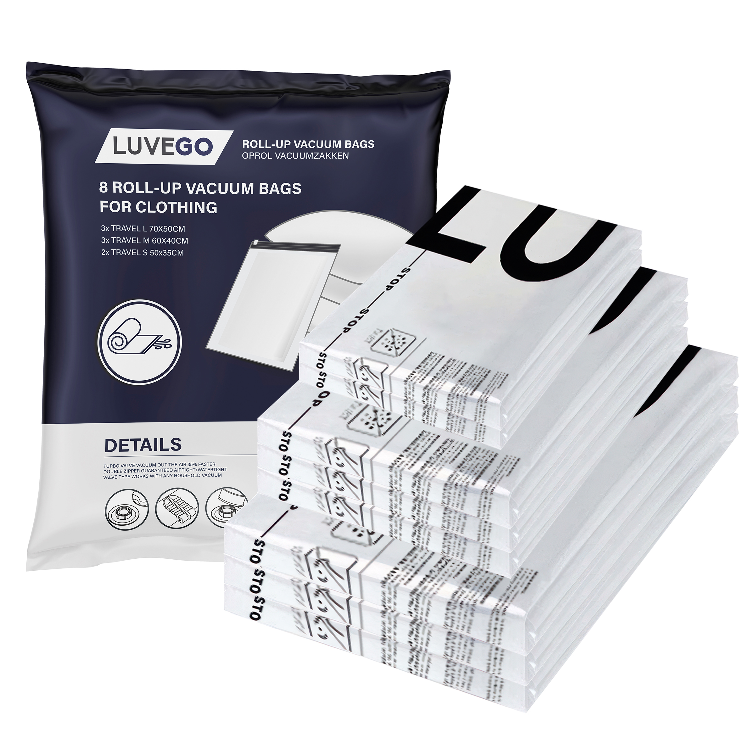 8-Pack oprol vacuümzakken